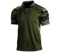 Mens Camouflage Outdoor Polo Shirt Short Sleeves Military Tactical Golf T-Shirts Athletic Moisture Wicking Casual Tees(Army Green,X-Large)