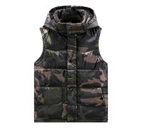 Men's Camouflage Puffer Vest with Hood, Quilted Sleeveless Gilet, Winter Warm Outdoor Bodywarmer, Camo Pattern Vest for Hiking, Insulated Gilet with Snap Button Closure, Suitable for Cold Weather