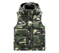 Men's Camouflage Puffer Vest with Hood, Quilted Sleeveless Gilet, Winter Warm Outdoor Bodywarmer, Camo Pattern Vest for Hiking, Insulated Gilet with Snap Button Closure, Suitable for Cold Weather