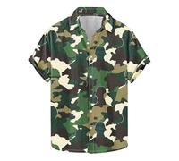 Men's Camouflage Shirt UK Clearance, Button Down T Shirts Short Sleeve T-Shirt Lapel Tee Regular Fit Tshirt Breathable Casual Blouse Lightweight Quick Dry Tops Running Training Workout Activewear