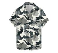 Men's Camouflage Shirt UK Clearance, Button Down T Shirts Short Sleeve T-Shirt Lapel Tee Regular Fit Tshirt Breathable Casual Blouse Lightweight Quick Dry Tops Running Training Workout Activewear