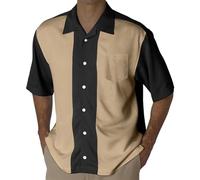 Men's Camp Collar Retro Vintage Bowling Button Down Shirt with Pocket Casual Short Sleeve Beach Shirts Summer Black Green Pink Sky Blue Grey Pink Navy Purple L XXL 3XL 4XL 5XL 6XL M S XL XS A XXS