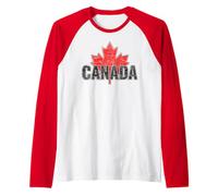 Mens Canada Distressed Proud Canadian Flag Grunge Maple Leaf Raglan Baseball Tee