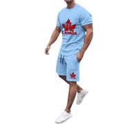 Men's Canadian Maple Leaf T-Shirt with 3D Printed Flag Design, Cool Short Sleeve Casual Top for Patriotic Events, Unisex Fit, Soft Cotton Blend (Light Blue, M)