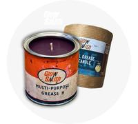 Mens Candle - Small Grease Tin Wild Pomegranate - Vintage Tin Décor, Man Space Styling or Office, Car Gift- UK Made by Glowsmith