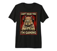 Mens Can't Hear You I'm Gaming Funny Capybara Playing Video Game Premium T-Shirt