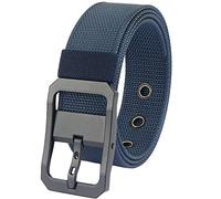 Mens Canvas Belts for Men & Women, Nylon Tactical Belt Military with Hole Grommet Webbing Waist Belt,Blue 2,120 CM