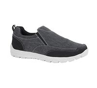 Mens Canvas Casual Shoes Slip On Lightweight Memory Foam Twin Gusset Size Trainers - Black - UK 10