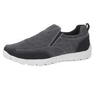 Mens Canvas Casual Shoes Slip On Lightweight Memory Foam Twin Gusset Size Trainers - Black - UK 8