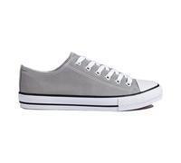 Mens Canvas Lace Up Sporty Low Top Outdoor Trainers Sneakers Pumps Plimsolls with Rubber Toe Cap Shoes (Grey, UK Footwear Size System, Adult, Men, Numeric, Medium, 10)