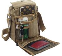 Men's Canvas Messenger Bag,Casual Shoulder/Chest Bag,Travel Carry Bag,Multi-pocket Purse Handbag Crossbody Bags,Vintage Lightweight Small Satchel,Khaki