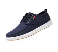Mens Canvas Shoes Slip-On Sneakers Ligthweight Comfortable Trainers With Invisible Increase Low Outdoor Walking Flat Shoes Chic Lace-Up Casual Walking Sneakers Tennis Workout Gym Jogging Trainers