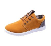 Men's Canvas Shoes Summer Breathable Flat Comfortable Sports Shoes Plain Lightweight Slip On Soft Sole Jogging Shoes Outdoor Casual Walking Shoes with Laces, 39-41.5 EU, brown, 7 UK