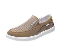 Men's Canvas Shoes Summer Breathable Lightweight Fabric Shoes Flat Slip On Soft Sole Comfortable Sports Shoes Outdoor Running Casual Walking Shoes 39-45 EU, khaki, 8.5 UK