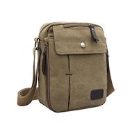 Mens Canvas Shoulder Bag Retro Messenger Bag Travel Crossbody Bag Multi Pockets Casual Handbag for Daily Use Fishing Camping Hiking Working Shopping School Holiday Outdoor 19x9x21CM