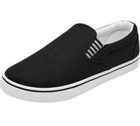 Men's Canvas Slip-On Trainers Classic Casual Deck Pumps Comfort Shoes Grey, Black, Navy (Black, UK Footwear Size System, Adult, Men, Numeric, Medium, 6)