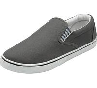 Men's Canvas Slip-On Trainers Classic Casual Deck Pumps Comfort Shoes Grey, Black, Navy (Grey, UK Footwear Size System, Adult, Men, Numeric, Medium, 8)