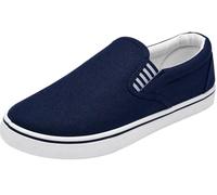 Men's Canvas Slip-On Trainers Classic Casual Deck Pumps Comfort Shoes Grey, Black, Navy (Navy, UK Footwear Size System, Adult, Men, Numeric, Medium, 10)