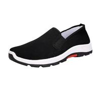 Men's Canvas Slip On Walking Shoes Comfortable Casual Loafers Lightweight Non-Slip Deck Shoes Durable Work Trainers for Men Black and White White 5.5