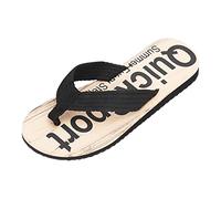 Men's Canvas Strap Flip Flops Casual Wood Print Beach Sandals Lightweight Summer Thong Slippers Holiday Shoes Black 6.0