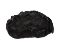 Men's Capillary Prosthesis Mono NPU Human Hair Wig Toupee Wig Durable 6" Hair System Straight Wave Hairpiece 130 Straight Toupee#6x8#1B