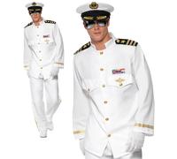 Mens Captain Costume Sailor Navy Officer and Gentleman Adult Fancy Dress M L