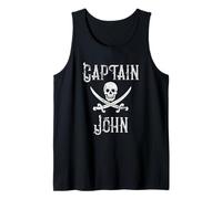Mens Captain John Vintage Personalized First Name Pirate Artwork Tank Top