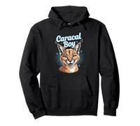 Mens Caracal Boy Cartoon Exotic Wild Cat Themed Retro Design Pullover Hoodie