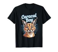 Mens Caracal Boy Cartoon Exotic Wild Cat Themed Retro Design T-Shirt