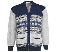 Mens Cardigan Argyle Diamond Pattern Knitted Jumper - Classic Vintage Grandad Style Zip Up or Button Up Sweater Warm Winter Knitwear V Neck Long Sleeve Cardigan with Pockets Navy Botton Up XXL
