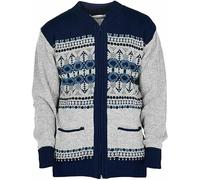 Mens Cardigan Argyle Diamond Pattern Knitted Jumper - Classic Vintage Grandad Style Zip Up or Button Up Sweater Warm Winter Knitwear V Neck Long Sleeve Cardigan with Pockets Blue Zip Up L