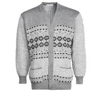 Mens Cardigan Argyle Diamond Pattern Knitted Jumper - Classic Vintage Grandad Style Zip Up or Button Up Sweater Warm Winter Knitwear V Neck Long Sleeve Cardigan with Pockets Grey Botton Up M