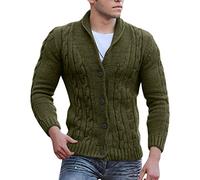 Mens Cardigan Casual Light Sweater Mens Autumn Chunky Knitted V Neck Buttoned Cable Knit Cardigans Long Sleeve Ribbed Knit Coat with Front Pockets Long Sleeve Stand Collar Jumper