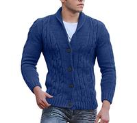 Mens Cardigan Casual Light Sweater Mens Autumn Chunky Knitted V Neck Buttoned Cable Knit Cardigans Long Sleeve Ribbed Knit Coat with Front Pockets Long Sleeve Stand Collar Jumper
