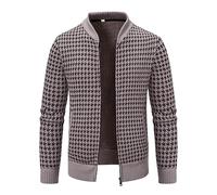 Mens Cardigan Pullover Tops Blouse with Pocket Full Zip Long Sleeve Knitted Wool Jacket Cardigan Unisex Handmade Warm Autumn Winter Thick Sweater Outwear Beige