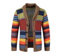 Men's Cardigan Sweater Knitted Multi-Color Shawl Collar Long Sleeve Jacket Button Down Stretchy