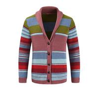 Men's Cardigan Sweater Knitted Multi-Color Shawl Collar Long Sleeve Jacket Button Down Stretchy (UK, Alpha, M, Regular, Regular, Pink)