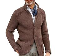 Men's Cardigan Sweater Wool Blend V Neck Cable Knit Buttons Cardigan with Pockets Wool Coat Thick Needle Thickened Suit Sweater Knitted Jumper Crew Neck Sweater Basic Narrow Shirt Long Sleeve Sweater