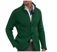 Men's Cardigan Trench Coat Winter Coat Transitional Jacket Autumn Jacket Solid Color Stand Collar Button Down with Button Strips Loose Fit Versatile Plus Sizes For Business Leisure (Green, XXXXL)