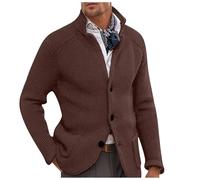 Men's Cardigan Trench Coat Winter Coat Transitional Jacket Autumn Jacket Solid Color Stand Collar Button Down with Button Strips Loose Fit Versatile Plus Sizes For Business Leisure S-5XL (Khaki, S)