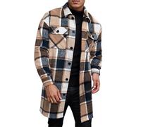 Men's Cardigans Checked Colour Block Trench Coat Regular Fit Windbreaker Warm Comfortable Winter Coat Vintage Knitted Cardigan Crochet Transition Coat, khaki, L