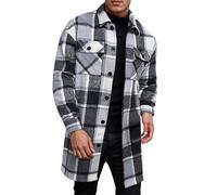 Men's Cardigans Checked Colour Block Trench Coat Regular Fit Windbreaker Warm Comfortable Winter Coat Vintage Knitted Cardigan Crochet Transition Coat, black, L