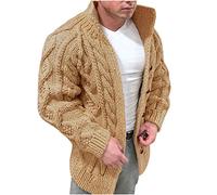 Mens Cardigans Knitted Stretchy Long Sleeve Stand Collar Twist Texture Thermal Sweater Coat Streetwear Knitwear Tops For Winter-Autumn Elegant Men's Slim Fit Casual Jacket Knitted Tops Sale Clearance