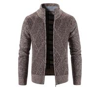 Mens Cardigans Long Sleeve Thermal Fleece Cozy Cardigan Men's Casual Open Front Stand Collar Fleece lined Jumpers Fashion Thick Zip Up Sweaters Fall Winter Warm Plain Plus Size Jackets with Pockets