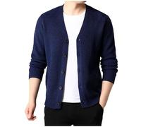 Mens Cardigans Sale Clearance, Men’s Knitted Jumpers Gentlemen V Neck Cardigan with Buttons Classic Style Lightweight Sweater Plain Jumper Tops Long Sleeve Knitwear Solid Color Outerwear UK Size M-4XL