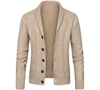 Mens Cardigans with Pockets Chunky Cardigan Knitted Men's Fleece Lined Coat Stand Up Collar Thick Sweater Full Zip Winter Knitwear Zipper and Gilet Jumpers Brown Jumper Men Grey