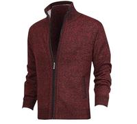 Mens Cardigans with Pockets,Mens Zip Up Thick Fleece Jacket Casual Knitted Sweaters Long Sleeve Winter Knit Cardigan Classic Fit Full Zip Stand Collar Warm Jumpers Plain Slim Fit Casual Smart Jackets