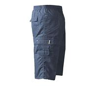 Mens Cargo Combat Shorts 3/4 Length With Multi Pockets Elasticated Waist Small To 3XL 3 Quarter Shorts (XXX-Large, Navy)