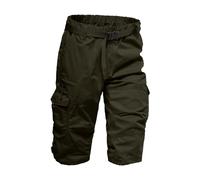 Mens Cargo Combat Shorts 3/4 Length with Multi Pockets Elasticated Waist Small to 5XL 3/4 Long Summer Shorts Three Quarter Cargo Pockets Soft Lightweight Pants Elasticated Waist Below The Knee Short