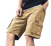 Men's Cargo Combat Shorts Summer Casual Short Pants with Pockets Classic Simple Fashion Versatile Bottoms Loose Fit Lightweight Walking Shorts for Outdoor Hiking Daily Wear(Khaki,5XL)